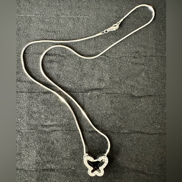 CZ Diamond Butterfly Necklace - Picture 1 of 2